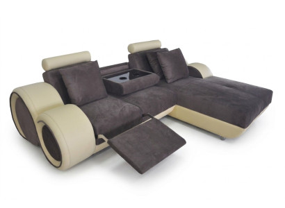 Ecksofa Design Polster Leder Eckcouch Eckgarnitur Sofa Wohnlandschaft mit USB