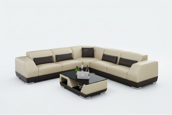 Ledersofa mit USB Wohnlandschaft Ecksofa Eck Garnitur Design Modern Sofa G8024B