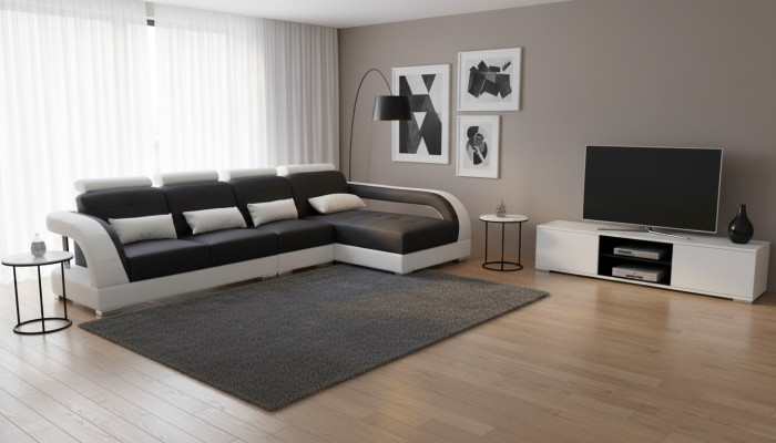 Ledersofa Ecksofa + USB Garnitur Wohnlandschaft Polster L Form Couch Sofa G8012C