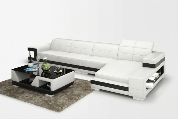 Ledersofa mit USB Wohnlandschaft Ecksofa Eck Garnitur Design Modern Sofa G8017C