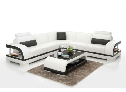 Ledersofa mit USB,Wohnlandschaft Ecksofa Eck Garnitur Design Modern Sofa G8011B