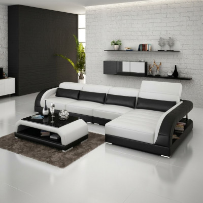 Ledersofa mit USB,Wohnlandschaft Ecksofa Eck Garnitur Design Modern Sofa G8016C