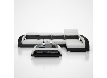 Ledersofa mit USB,Wohnlandschaft Ecksofa Eck Garnitur Design Modern Sofa G8016C