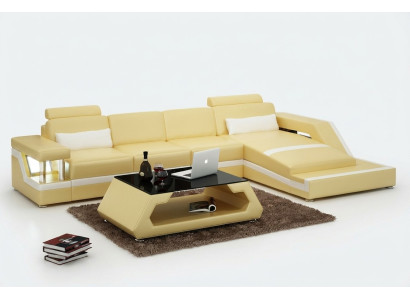 Ledersofa USB Wohnlandschaft Ecksofa Eck Garnitur Design Modern Sofa L6002D Neu