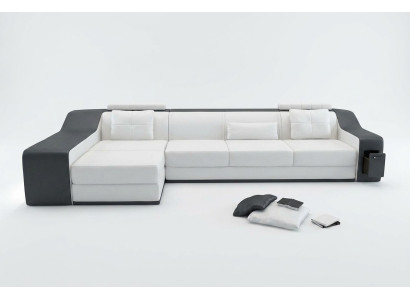 Ledersofa mit USB Wohnlandschaft Ecksofa Eck Garnitur Design Modern Sofa B2017B
