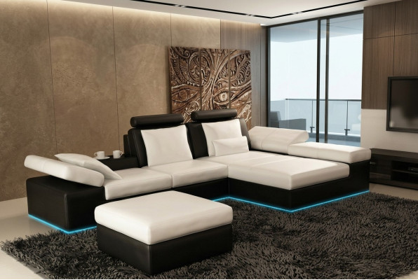 Ledersofa Sofa mit USB Wohnlandschaft Ecksofa Garnitur Design Modern Sofa K5014C