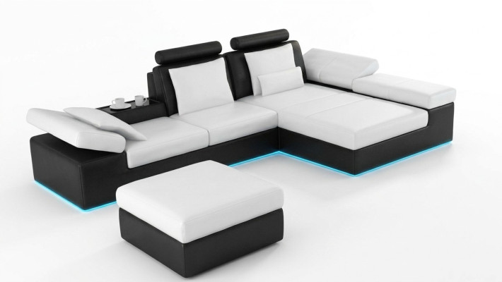 Ledersofa Sofa mit USB Wohnlandschaft Ecksofa Garnitur Design Modern Sofa K5014C