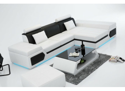Ledersofa Sofa USB Wohnlandschaft Ecksofa Garnitur Couch Design Garnitur K5013D