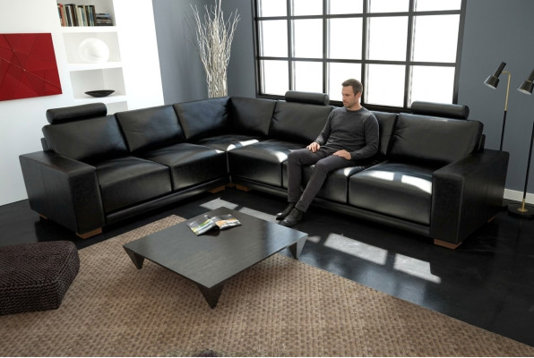 Ledersofa mit USB Wohnlandschaft Ecksofa Eck Garnitur Design Modern Sofa A1121B
