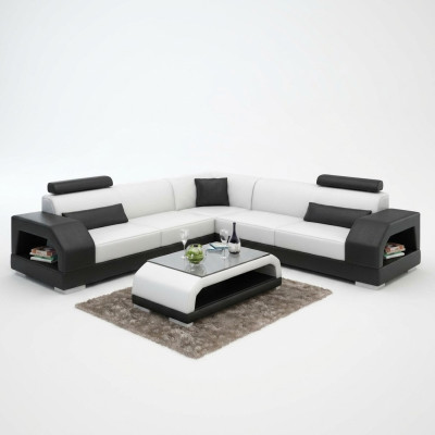 Ledersofa mit USB Wohnlandschaft Ecksofa Eck Garnitur Design Moderne Sofa G8001B