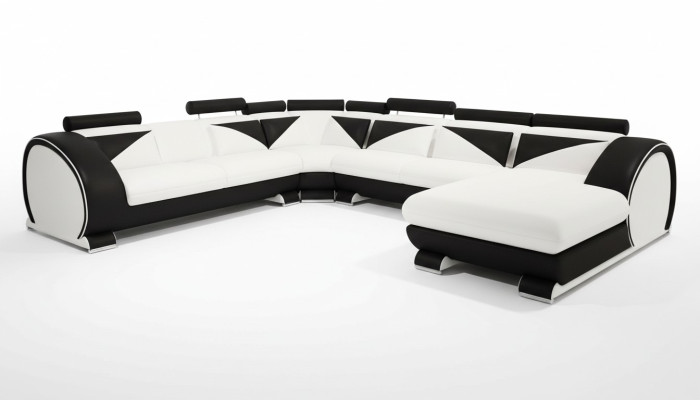 Ledersofa XXL mit USB Wohnlandschaft Ledercouch Big Sofa Couch Ecksofa Polster