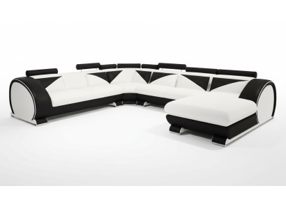 Ledersofa XXL mit USB Wohnlandschaft Ledercouch Big Sofa Couch Ecksofa Polster