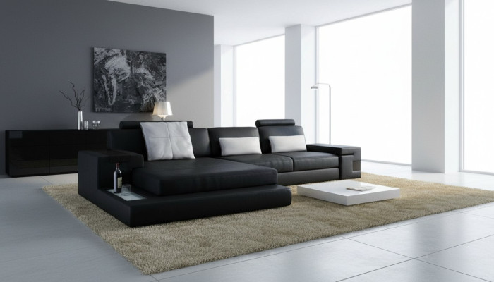 Ledersofa Sofa mit USB,Polster Eck Garnitur L Form Sitzecke Bellini Textil Stoff