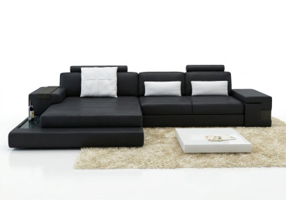 Ledersofa Sofa mit USB,Polster Eck Garnitur L Form Sitzecke Bellini Textil Stoff