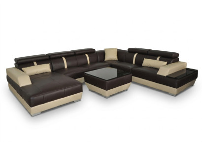 Ledersofa Wohnlandschaft Eck Garnitur Design Modern Sofa U-Form + USB K5015 Neu
