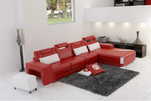 Wohnlandschaft Polster Ecke Eck Sofa mit USB Garnitur Landschaft Leder PH739B
