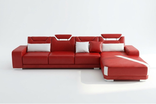 Wohnlandschaft Polster Ecke Eck Sofa mit USB Garnitur Landschaft Leder PH739B
