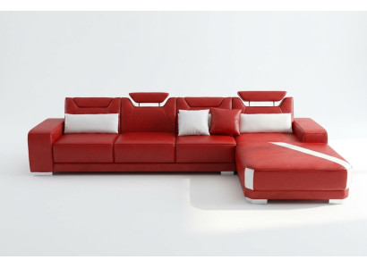 Wohnlandschaft Polster Ecke Eck Sofa mit USB Garnitur Landschaft Leder PH739B