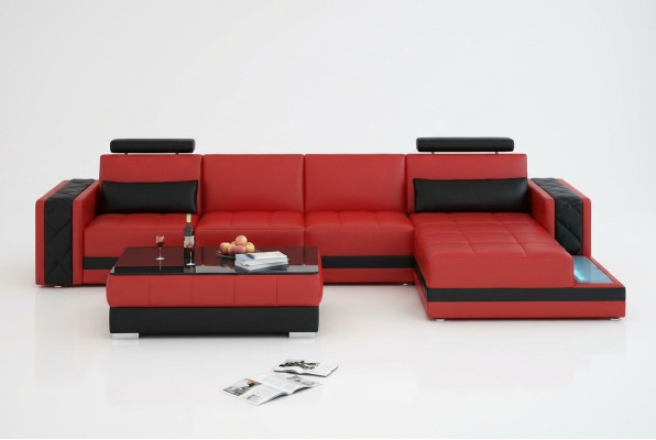 Ecksofa Ledersofa Big XXL L Form Wohnlandschaft Sofa mit USB Garnitur Neu H2211B