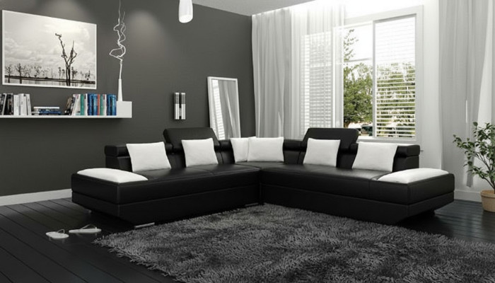 Wohnlandschaft Polster Ecke Eck Sofa mit USB Garnitur Landschaft Leder Neu 2719B