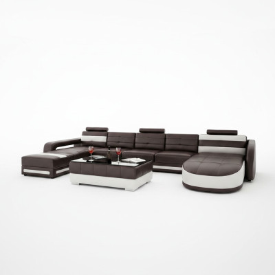 Ledersofa mit USB Ecksofa Designer Wohnlandschaft Sofa Couch Sitz U Form