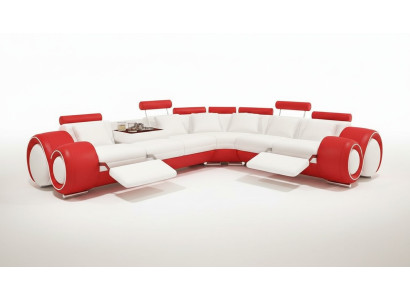 Ledersofa mit USB,Wohnlandschaft Ecksofa Eck Garnitur Design Modern Sofa A1163