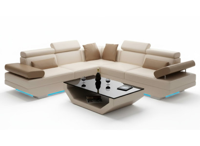 Ledersofa Sofa mit USB Wohnlandschaft Ecksofa Garnitur Design Modern Sofa