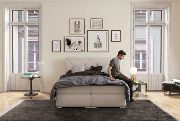 Moderne Boxspring Betten Hotel Doppel Luxus Bett Polster Kasten Funktion Leder