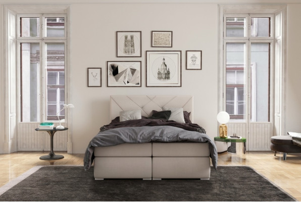 Moderne Boxspring Betten Hotel Doppel Luxus Bett Polster Kasten Funktion Leder