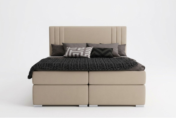 Boxspring Bett Hotel Doppel Beige Textil Luxus Betten Polster Kasten Funktion
