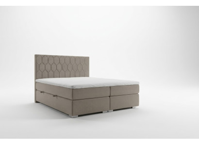 Boxspring Bett Hotel Luxus Betten Polster Funktion Kasten Beige Doppel 180x200