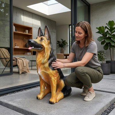 Garten Dekoration Schäferhund Hund Figur Statue Skulptur 86cm Figuren Statuen