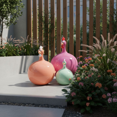 Abstrakt 80cm Huhn Figur Statue Skulptur Deko Garten Design Statuen Dekoration