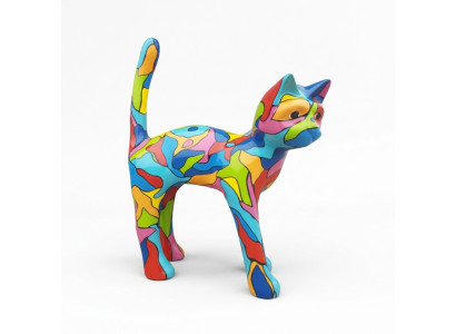 Abstrakte Figur Statue Design Skulptur Deko Bunte Katze Statuen 108cm Dekoration