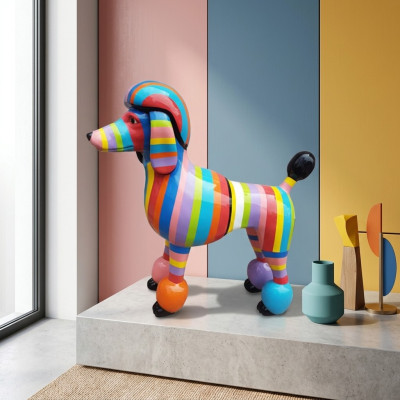 Abstrakt 63cm Hund Figur Statue Skulptur Deko Garten Design Statuen Dekoration