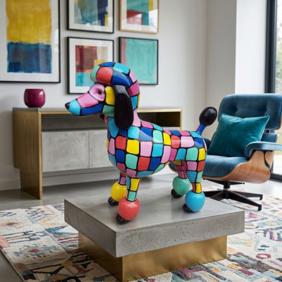Abstrakt 63cm Hund Figur Statue Skulptur Deko Garten Design Statuen Dekoration