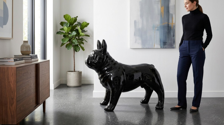Abstrakt 100cm Hund Figur Statue Skulptur Deko Garten Design Statuen Dekoration
