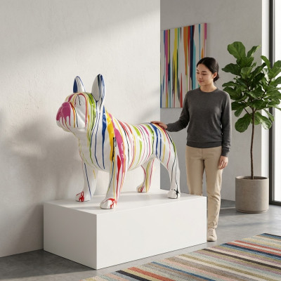 Abstrakt Hund Figur Statue Skulptur Deko Garten Design Statue bemalt Dekoration