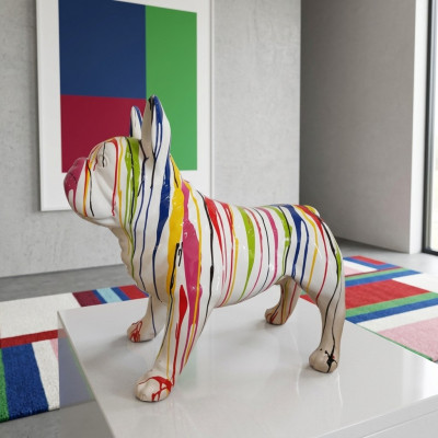 Abstrakt Hund Figur Statue Skulptur Deko Garten Design Statue bemalt Dekoration