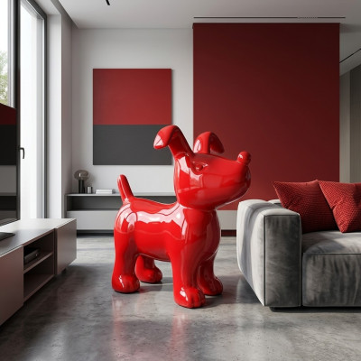 Abstrakt Roter Hund Figur Statue Skulptur Deko Garten Design Statuen Dekoration