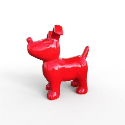 Abstrakt Roter Hund Figur Statue Skulptur Deko Garten Design Statuen Dekoration