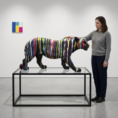 Abstrakt Tiger Figur Statue Skulptur Deko Garten Design Statuen Dekoration 80cm