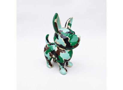 Abstrakt Hund Figur Statue Skulptur Deko Garten Design Statue camouflage bemalt