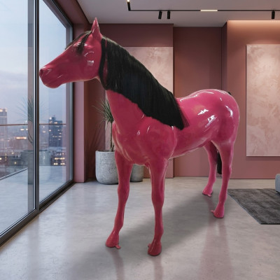 Skulptur Pferd Lebensgroß Design Figuren aus Kunststoff Skulptur 190x240 Sport