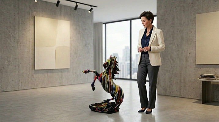 Skulptur Pferde aus Kunststoff auf einem Ständer Pferd Skulpturen Statuen 92cm