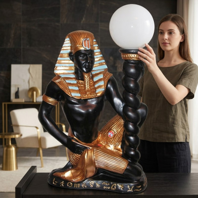 Skulptur Ägypterin Pharao Stand Steh Leuchte Sklavin Lebensgroß Figur 55 cm Neu
