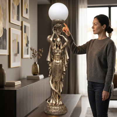 Ägyptische Figur Lampe Tisch Steh Lampen Statue Kleopatra 74cm Statuen Leuchte
