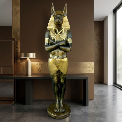 Ägyptische Figur Schakal Anubis aus Kunststoff, Groß god of death, Höhe 181 cm