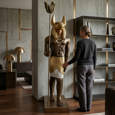 Ägyptische Figur Schakal Anubis aus Kunststoff Statuen god of death Höhe 135 cm