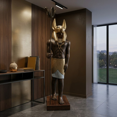 Ägyptische Figur Schakal Anubis aus Kunststoff Statuen god of death Höhe 135 cm